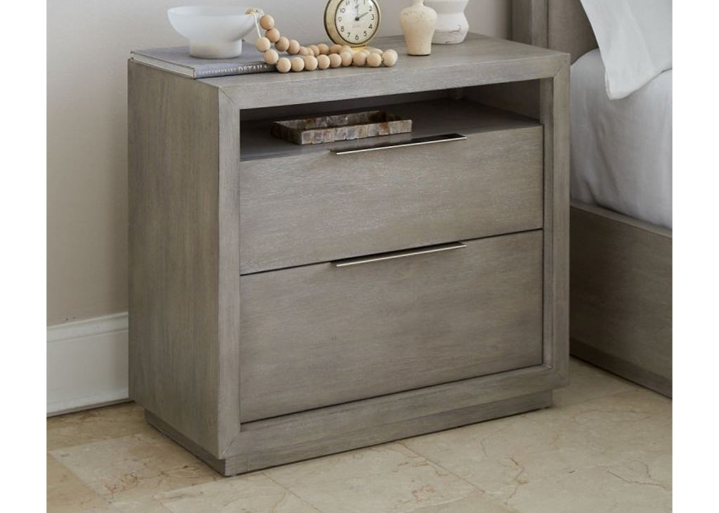 Mineral Gray Nightstand Left Facing room view