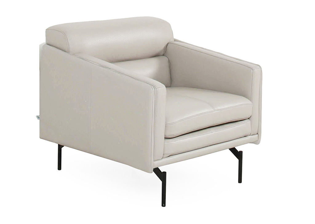 Top grain Italian leather light gray chair Side Facing