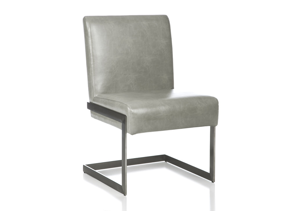 stainless steel gray leather dining chair