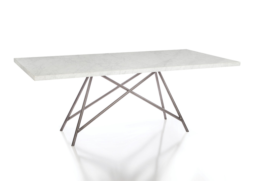 Stainless Steel & Authentic Carrara Marble Dining Table