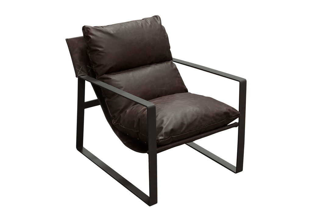 Contemporary Metal & Leather/Fabric Accent Chair