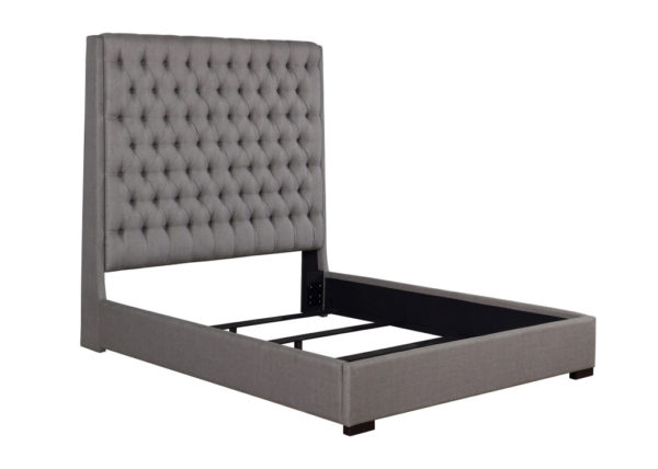 Low-Profile Gray Button Tufted Bedframe
