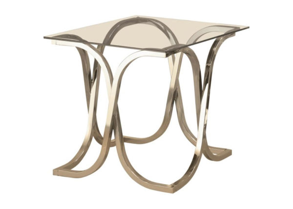 Curved Nickel & Glass End Table