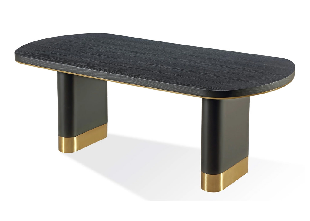 Oval shaped Black Finish with gold finish accents dining table