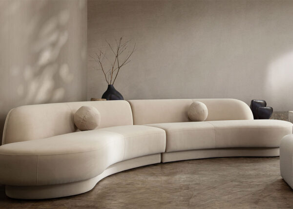 Beige Velvet Sofa