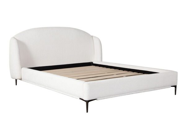 White Bouclé Fabric Bedframe 