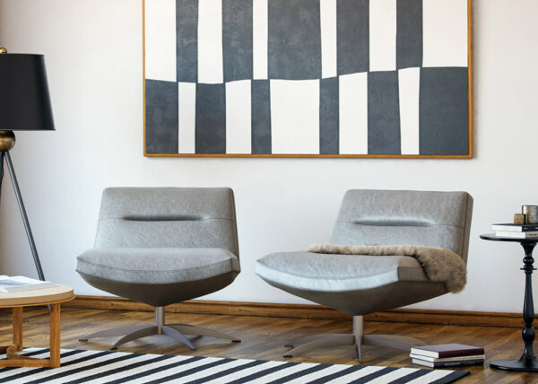 Gray Genuine Italian Leather Swivel Chair