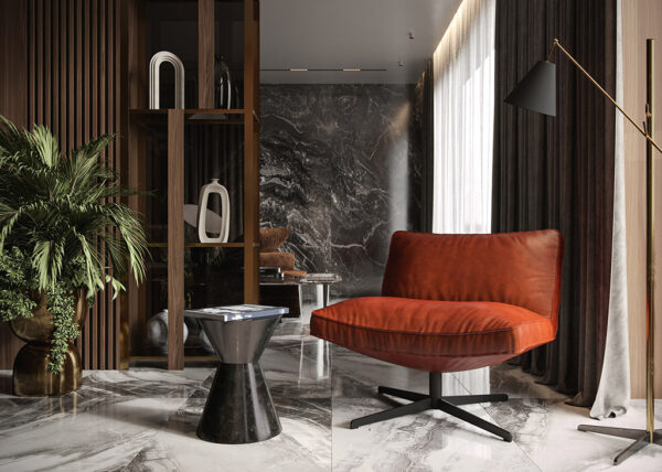 Chestnut Genuine Italian Leather Swivel Chair